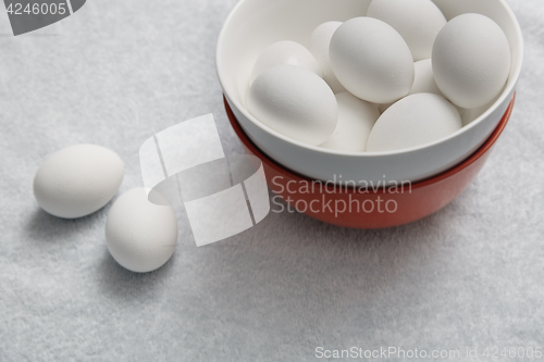 Image of Chicken eggs in bowl