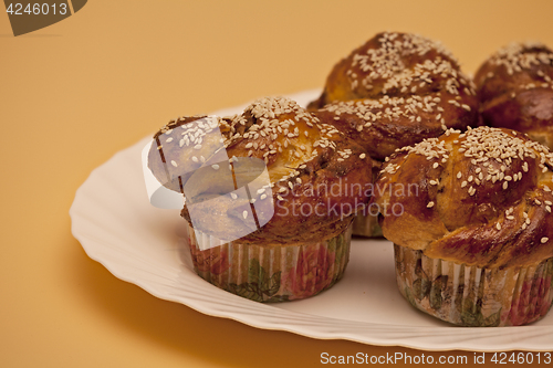 Image of  Ruddy cakes with sesame seeds 