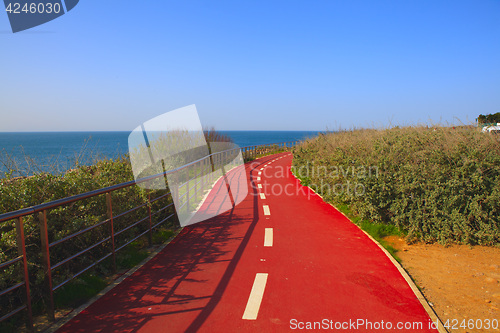 Image of Red bicycle path