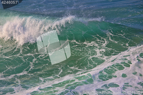 Image of Sea surf great wave break on coastline