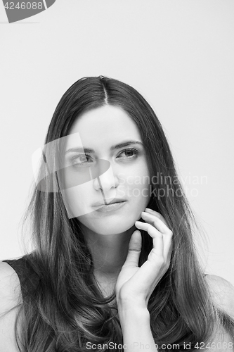 Image of portrait  of beautiful young brunette woman