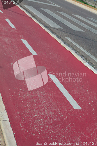 Image of Red bicycle path