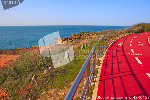 Image of Red bicycle path