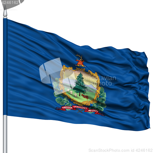 Image of Isolated Vermont Flag on Flagpole, USA state