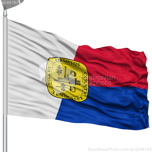 Image of Memphis City Flag on Flagpole, USA