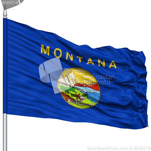 Image of Isolated Montana Flag on Flagpole, USA state