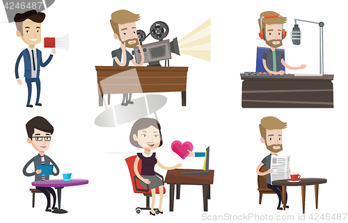 Image of Vector set of media people characters.