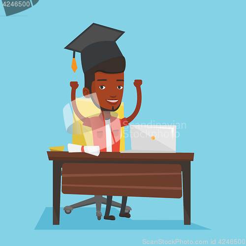 Image of Student using laptop for education.