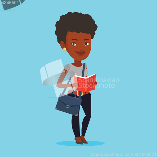 Image of Student reading book vector illustration.