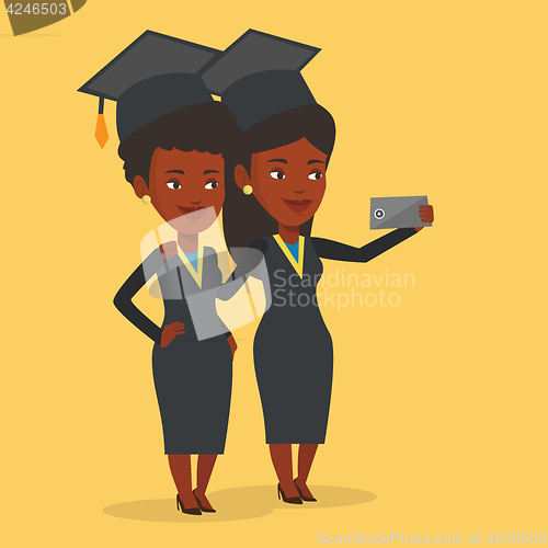 Image of Graduates making selfie vector illustration.