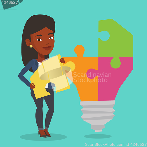 Image of Student with idea lightbulb vector illustration.