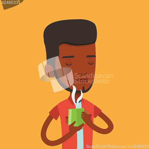 Image of Man enjoying cup of coffee vector illustration