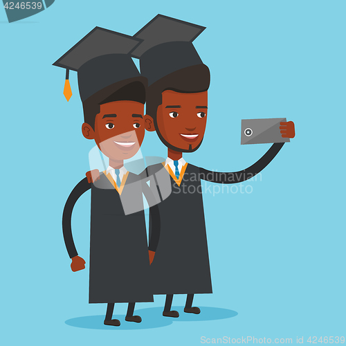 Image of Graduates making selfie vector illustration.