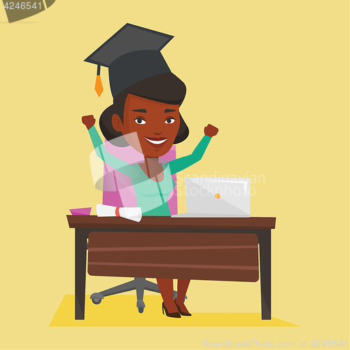 Image of Student using laptop for education.