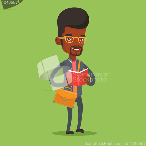 Image of Student reading book vector illustration.