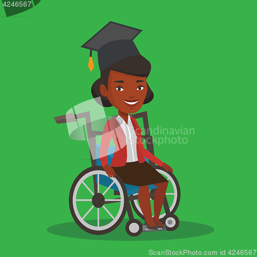 Image of Graduate sitting in wheelchair vector illustration