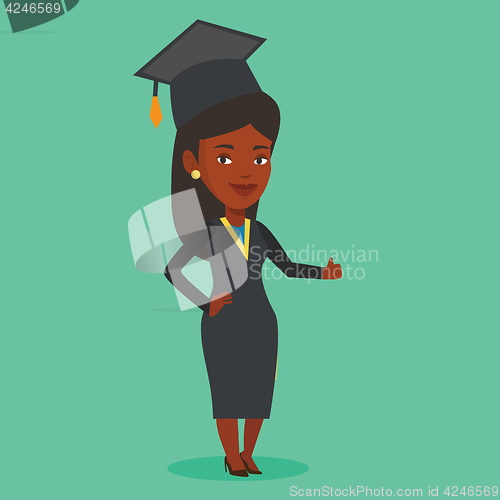 Image of Graduate giving thumb up vector illustration.