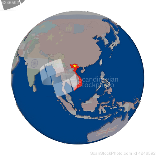 Image of Vietnam on political globe