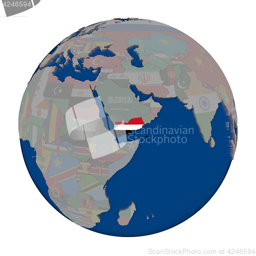 Image of Yemen on political globe