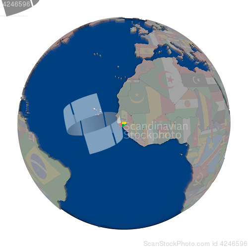 Image of Guinea-Bissau on political globe