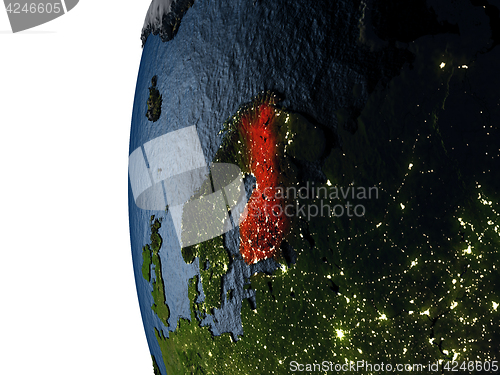 Image of Sunset over Finland from space