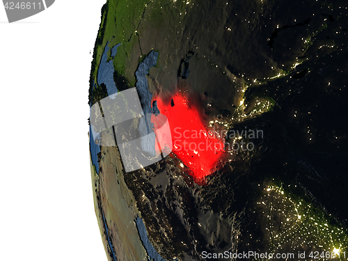 Image of Sunset over Turkmenistan from space