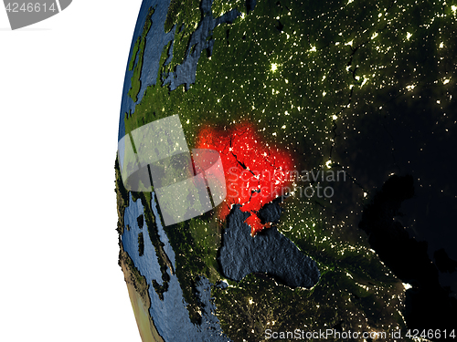 Image of Sunset over Ukraine from space