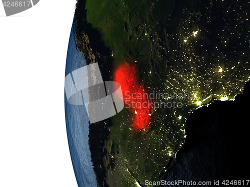 Image of Sunset over Paraguay from space