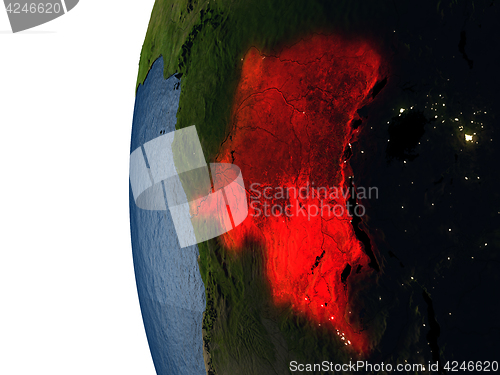 Image of Sunset over Democratic Republic of Congo from space