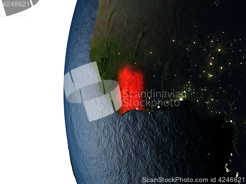 Image of Sunset over Ivory Coast from space