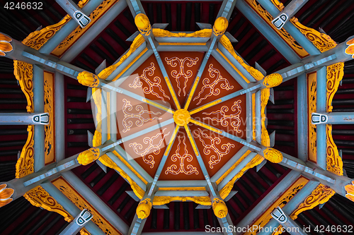 Image of Traditional chinese abstract woodenroof as background background