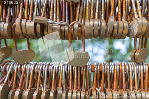 Image of Love lockers on the bridge in China