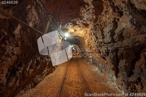 Image of Underground mine passage angle shot