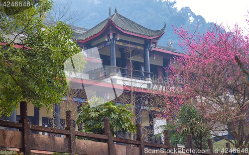 Image of Buddhist temple angle shot in China