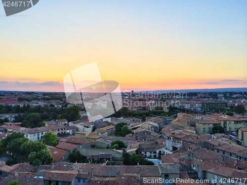 Image of Picturesque town of Carcassonne in sunset