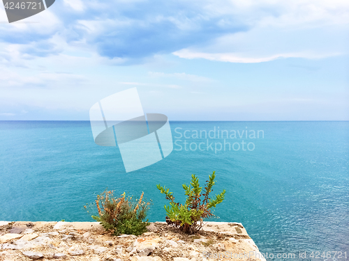 Image of Beautiful blue sea of Peniscola, Spain