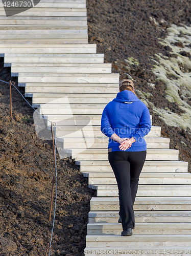 Image of Shot of a young woman hiking in Iceland