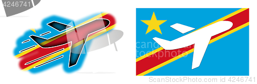 Image of Nation flag - Airplane isolated - Congo