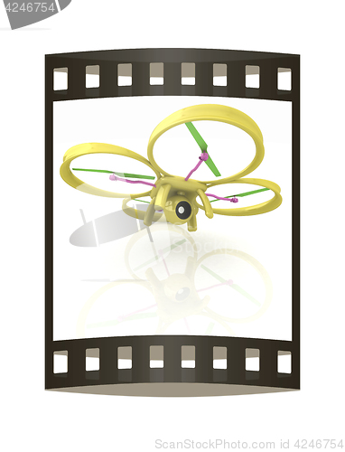 Image of Drone, quadrocopter, with photo camera. 3d render. The film stri