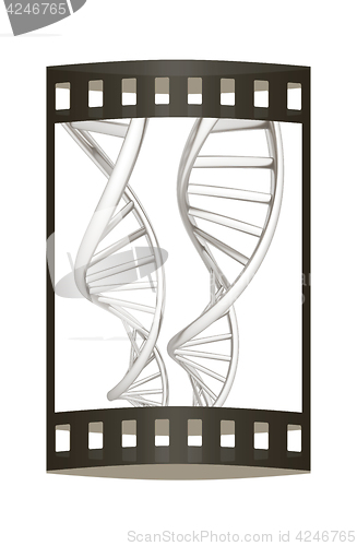 Image of DNA structure model. 3d illustration. The film strip