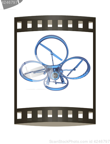 Image of Drone, quadrocopter, with photo camera flying. 3d render. The fi