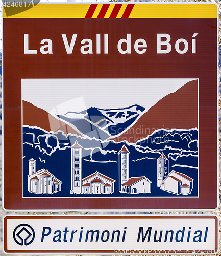 Image of Road sign indicating the entrance to the Vall de Boi