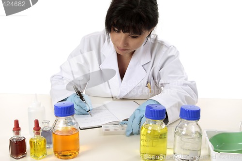 Image of Scientist documenting results