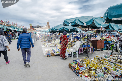 Image of Berber market in the souks of Marrakech, Morocco 