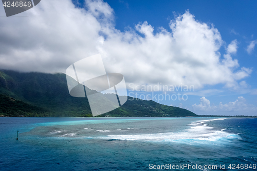 Image of Moorea island and pacific ocean lagoon landscape