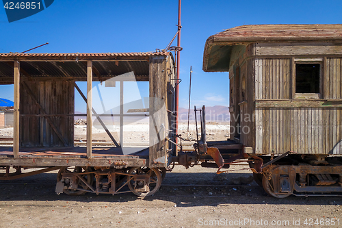 Image of Old train station in Bolivia desert