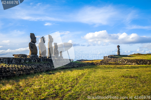 Image of Moais statues, ahu ko te riku, easter island