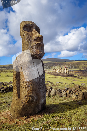 Image of Moai statue, ahu Tongariki, easter island