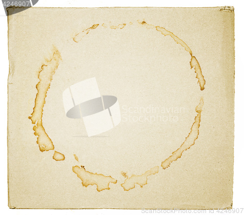 Image of stains of coffee or tea on the cardboard