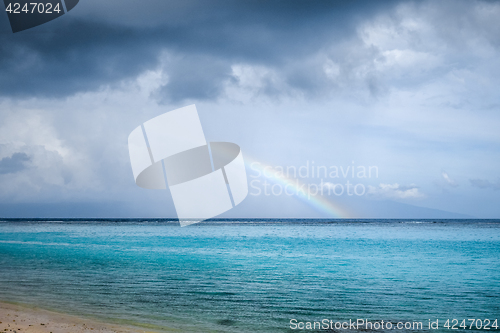 Image of Rainbow on Temae Beach lagoon in Moorea island